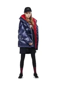 Thick Ribbed Down Bomber Jacket Dark Blue