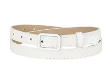 Thin Waist Belts for Women Rectangle Pin Buckle Skinny Leather Belt for Pants Dress White Thin Waist Belts for Women Rectangle Pin Buckle Skinny Leather Belt for Pants Dress White