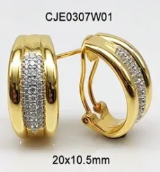 Three Row Omega Back Silver Earrings