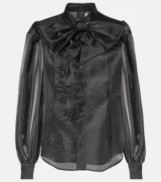 Tie-neck satin shirt