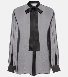 Tie-neck silk blouse