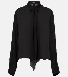 Tie-neck silk blouse