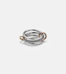 Tigris MX Gris sterling silver ring with diamonds and yellow and rose gold connectors Tigris MX Gris sterling silver ring with diamonds and yellow and rose gold connectors