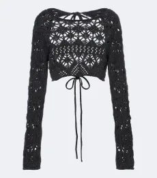 Time To Shine crochet open-back top