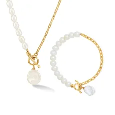 Timeless Keshi Pearl Necklace Bracelet Set Timeless Keshi Pearl Necklace Bracelet Set