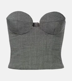 Top bustier en mezcla de lana espigado Top bustier en mezcla de lana espigado