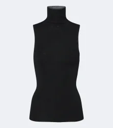 Top con cuello alto de lana virgen Top con cuello alto de lana virgen