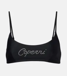 Top de bikini con cristales y logo Top de bikini con cristales y logo
