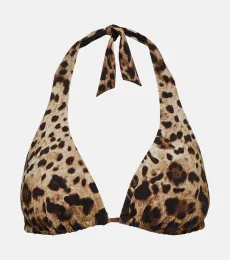 Top de bikini con estampado de leopardo Top de bikini con estampado de leopardo