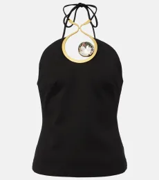 Top de cuello halter con cristales Top de cuello halter con cristales