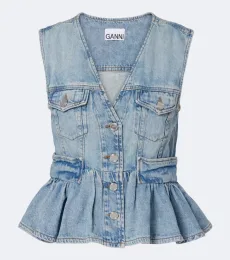 Top de denim con peplum Top de denim con peplum