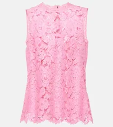 Top de encaje en crepé de china floral Top de encaje en crepé de china floral