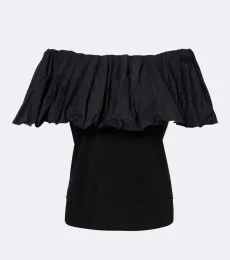 Top en coton à encolure bardot Top en coton à encolure bardot