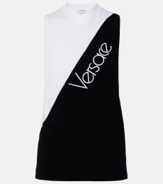 Top en mezcla de algodón bordado con logo Top en mezcla de algodón bordado con logo