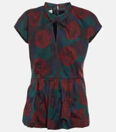 Top en popelín de algodón con peplum Top en popelín de algodón con peplum