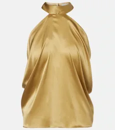 Top en satin de soie mélangée Top en satin de soie mélangée