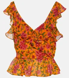 Top en soie à fleurs Top en soie à fleurs