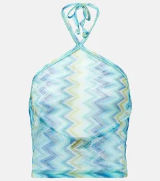 Top en zigzag con cuello halter