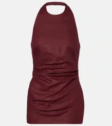 Top Fia de lino con cuello halter Top Fia de lino con cuello halter