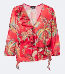 Top portefeuille en coton à fleurs Top portefeuille en coton à fleurs