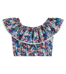 Top raccourci en coton à fleurs Top raccourci en coton à fleurs