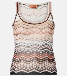 Top Zigzag en lamé à sequins