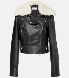 Toscana shearling-trimmed leather jacket Toscana shearling-trimmed leather jacket