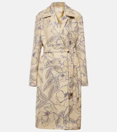 Trench-coat en laine mélangée à fleurs Trench-coat en laine mélangée à fleurs