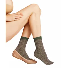 Tricot Eyelet DEN Women Anklets - Green Tricot Eyelet DEN Women Anklets - Green