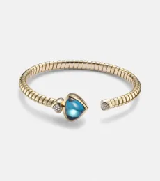 Trisolina Bypass 18kt gold bracelet with topaz and diamonds Trisolina Bypass 18kt gold bracelet with topaz and diamonds