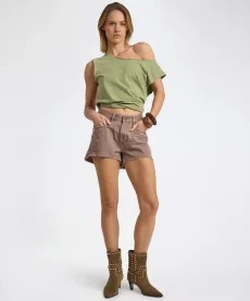 Truckers Mid Waist Denim Shorts - Espresso Brown, Truckers Mid Waist Denim Shorts - Espresso Brown,