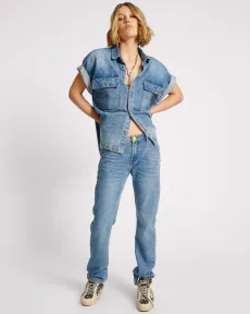 Truckers Mid Waist Straight Leg Denim Jeans Denim Jeans - Truckers Blue Rapture Size 26 One Teaspoon Truckers Mid Waist Straight Leg Denim Jeans Denim Jeans - Truckers Blue Rapture Size 26 One Teaspoon