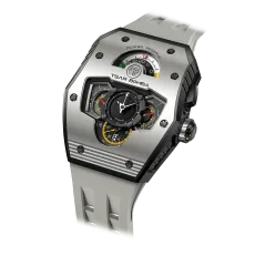TSAR BOMBA Men's Automatic Watch Grey Stainless Steel Case Ceramic Bezel Japanese Mechanical Skeleton Movement Unconventional time display Luxury Sport Wristwatch Reactor Parallax TSAR BOMBA Men's Automatic Watch Grey Stainless Steel Case Ceramic Bezel Japanese Mechanical Skeleton Movement Unconventional time display Luxury Sport Wristwatch Reactor Parallax