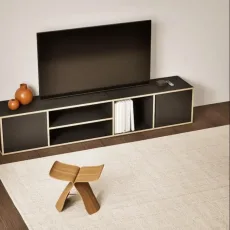 Tv Stand in Black with Doors and Backpanels