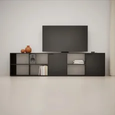 Tv Stand in Black with Doors and Cable Management Tv Stand in Black with Doors and Cable Management
