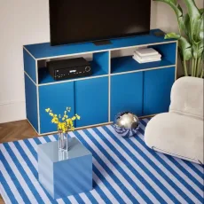 Tv Stand in Blue with Doors and Bottom Storage Tv Stand in Blue with Doors and Bottom Storage