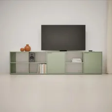 Tv Stand in Green with Doors and Cable Management Tv Stand in Green with Doors and Cable Management