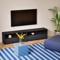 Tv Stand in Midnight Blue with External Drawers