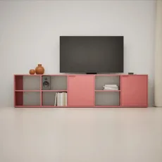 Tv Stand in Reisinger Pink with Doors and Cable Management