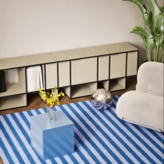 Tv Stand in Sand and Blue with Doors