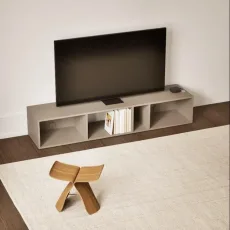 Tv Stand in Stone Grey with Cable Management