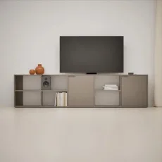 Tv Stand in Stone Grey with Doors and Cable Management Tv Stand in Stone Grey with Doors and Cable Management