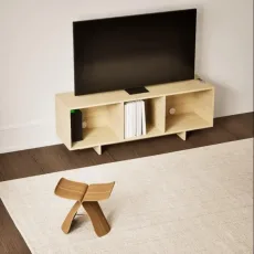 Tv Stand in White Oak with Backpanels and Cable Management Tv Stand in White Oak with Backpanels and Cable Management