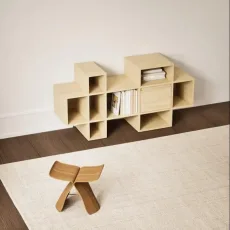 Tv Stand in White Oak with Doors and Cable Management Tv Stand in White Oak with Doors and Cable Management