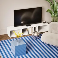 Tv Stand in White with Cable Management Tv Stand in White with Cable Management