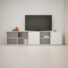 Tv Stand in White with Doors and Cable Management Tv Stand in White with Doors and Cable Management