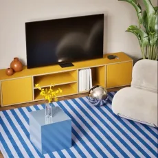 Tv Stand in Yellow with Doors and Backpanels