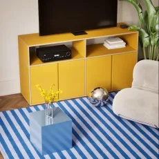 Tv Stand in Yellow with Doors and Bottom Storage Tv Stand in Yellow with Doors and Bottom Storage