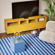 Tv Stand in Yellow with Drawers and Plinth