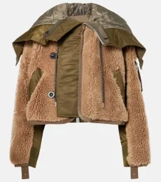 Twill-trimmed faux fur jacket Twill-trimmed faux fur jacket